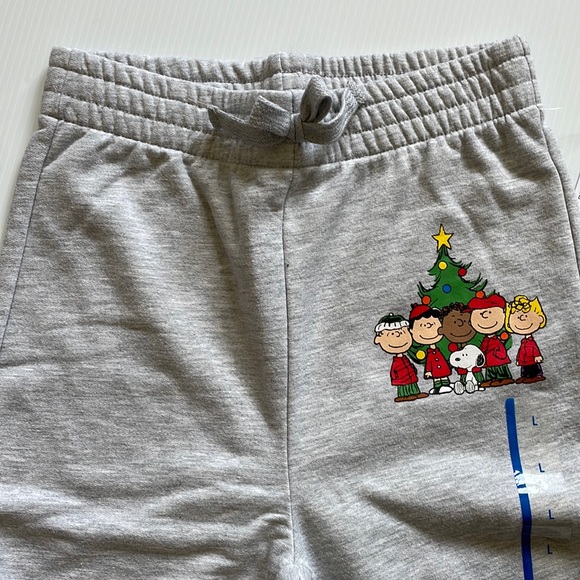 Peanuts - Charlie Brown, Gray Christmas joggers.  Kids size Large - Picture 1 of 8